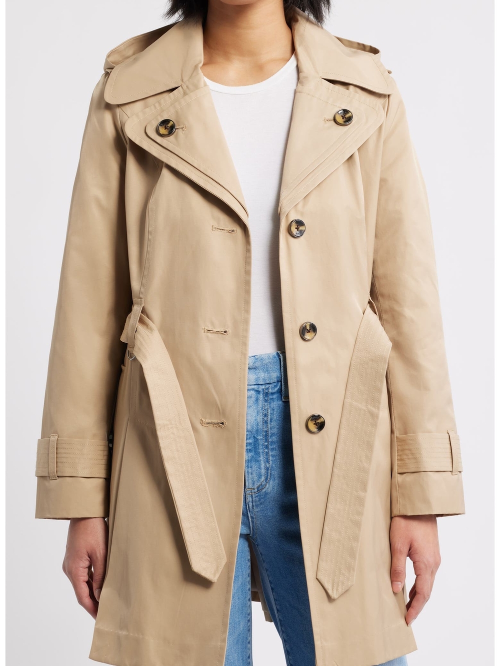 London Fog Women’s Classic Stone Beige Trench Coat -perfect Trendy Fall Coat